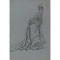 thumbnail image 2 of French School 18x24 Black Ornate Framed Double Matted Museum Art Print Titled: Fashionable Young Woman Stepping Forward (1890s), 2 of 5