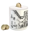 thumbnail image 2 of Italy Piggy Bank, Vintage Famous Cityscape of Rome Illustration Hand Drawing Sketch Pattern Print, Ceramic Coin Bank Money Box for Cash Saving, 3.6" X 3.2", Black and White, by Ambesonne, 2 of 4