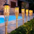thumbnail image 4 of Zhangyh Flickering Flames Solar Powered Lights Outdoor, Waterproof 12LED Bamboo Solar Torch Lights Landscape Garden Decorative Lighting for Courtyard Pathway Fence Lawn Lamp Spotlights, 4 of 10