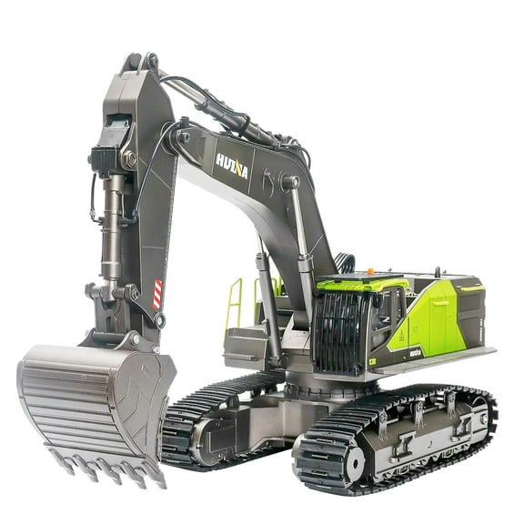 Remote Control Excavator, 22 Channel 1:14 Scale 1593 Fully Functional with Alloy Bucket, LED Lights, 2 Batteries and Gripper