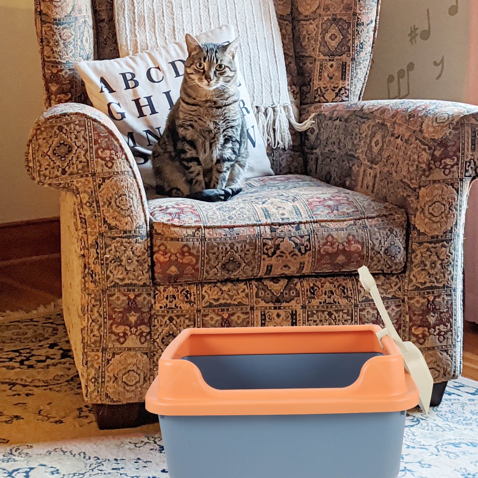 ULTNICE 1 Set of Cat Toilet Litter Box with Spill-Proof Design for Living Room Use