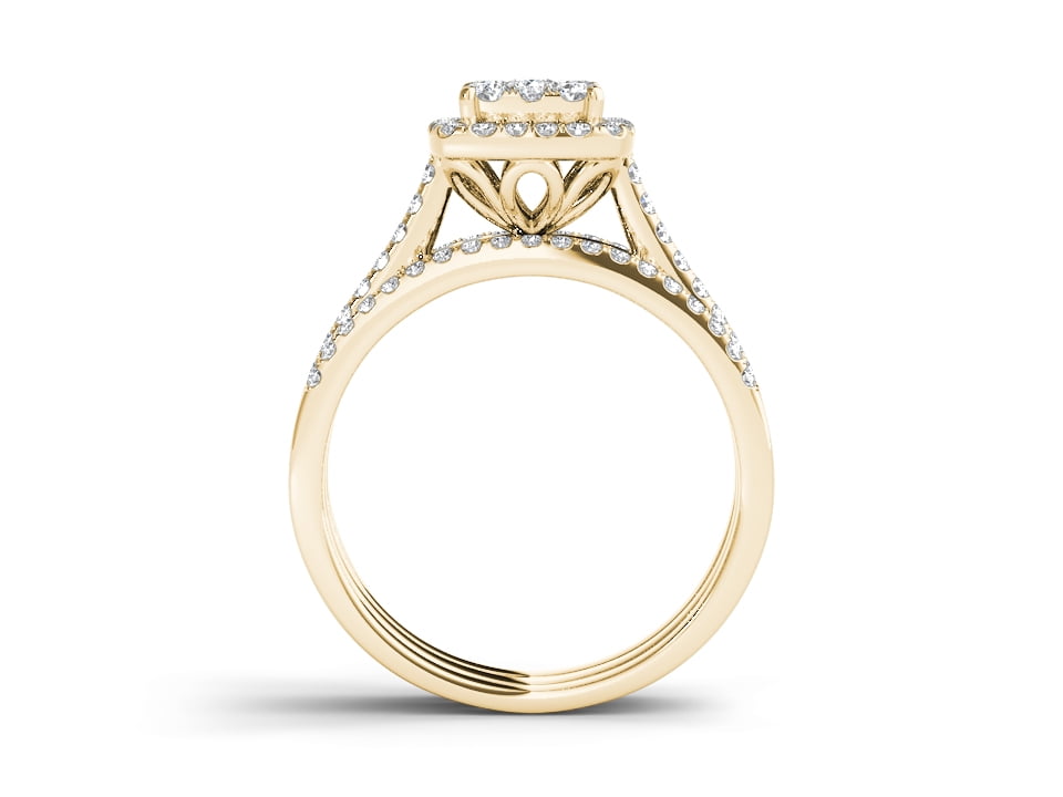 1 Carat T.W. Diamond 10kt Yellow Gold Single Halo Engagement Ring Set