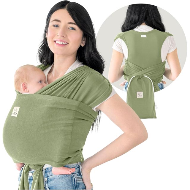 KeaBabies Portabebés para bebé, D-Lite Baby Wrap – Portabebés ajustable para bebé, portabebés recién nacido a niño, portabebés portabebés para bebé, portabebés con correa de anillo (oliva doble)