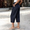 thumbnail image 5 of DHFJKG Women Denim Capri Pants Summer Lightweight Stretch Soft Loose Fit Straight Leg Casual Drawstring Jeans Pants Stylish Trousers, 5 of 6