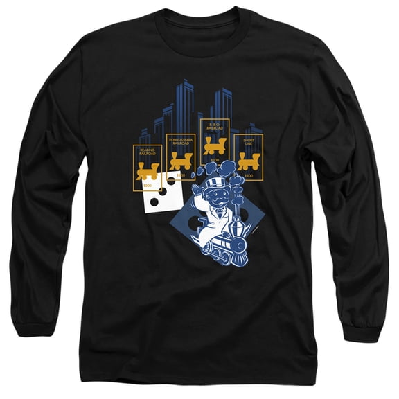 Monopoly The True Railroad Tycoon No Logo Long Sleeve Adult 18/1 T-Shirt Black