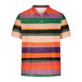 thumbnail image 4 of ZCFZJW Men's Classic Fit 100% Cotton Soft Short Sleeve Colorful Stripe Print Polo Shirt Big and Tall Regular Fit Casual Button up V Neck Henley Shirts Tops Multicolor#11 XXXL, 4 of 5