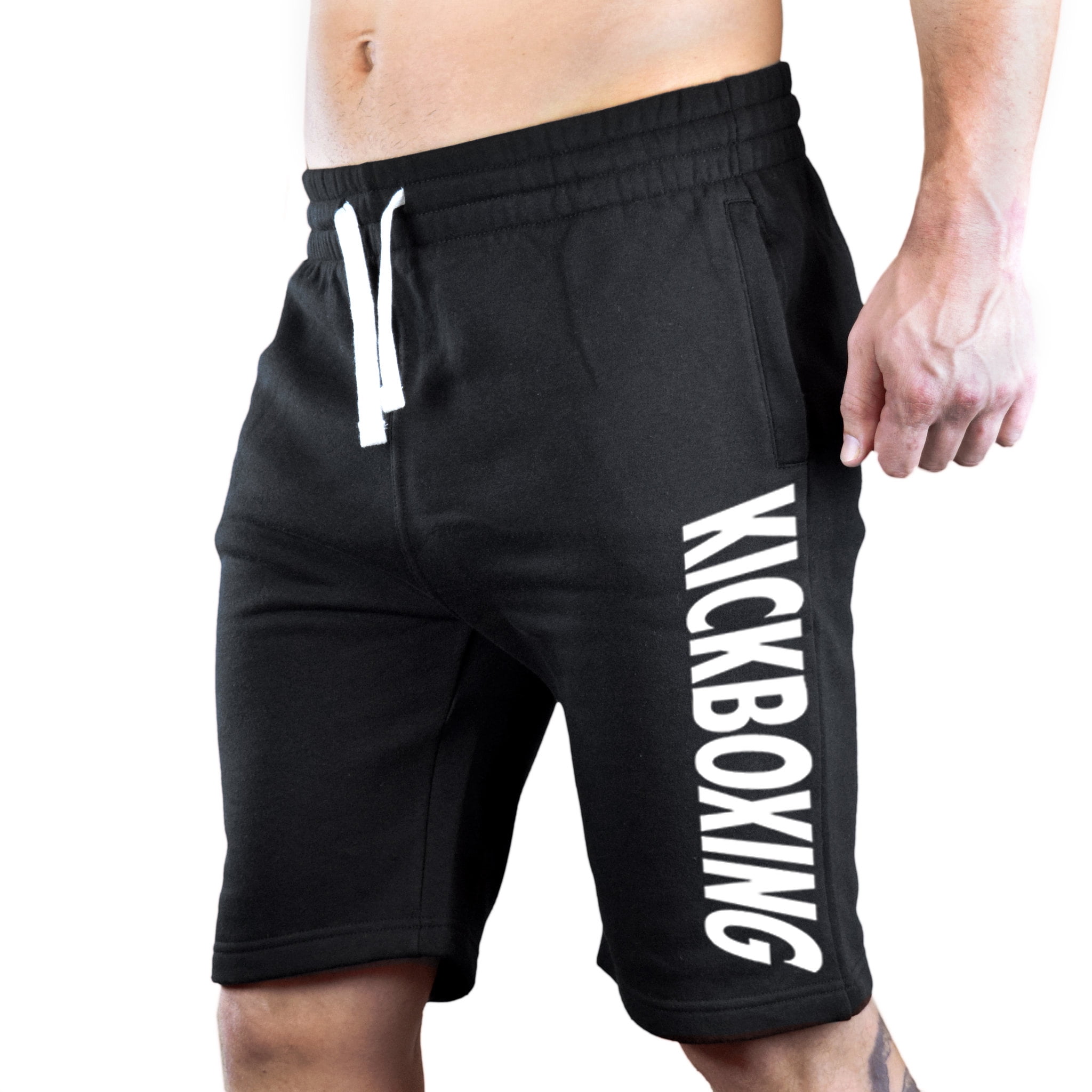 Men's Kickboxing V440 Black Fleece Jogger Sweatpant Gym Shorts Medium Black
