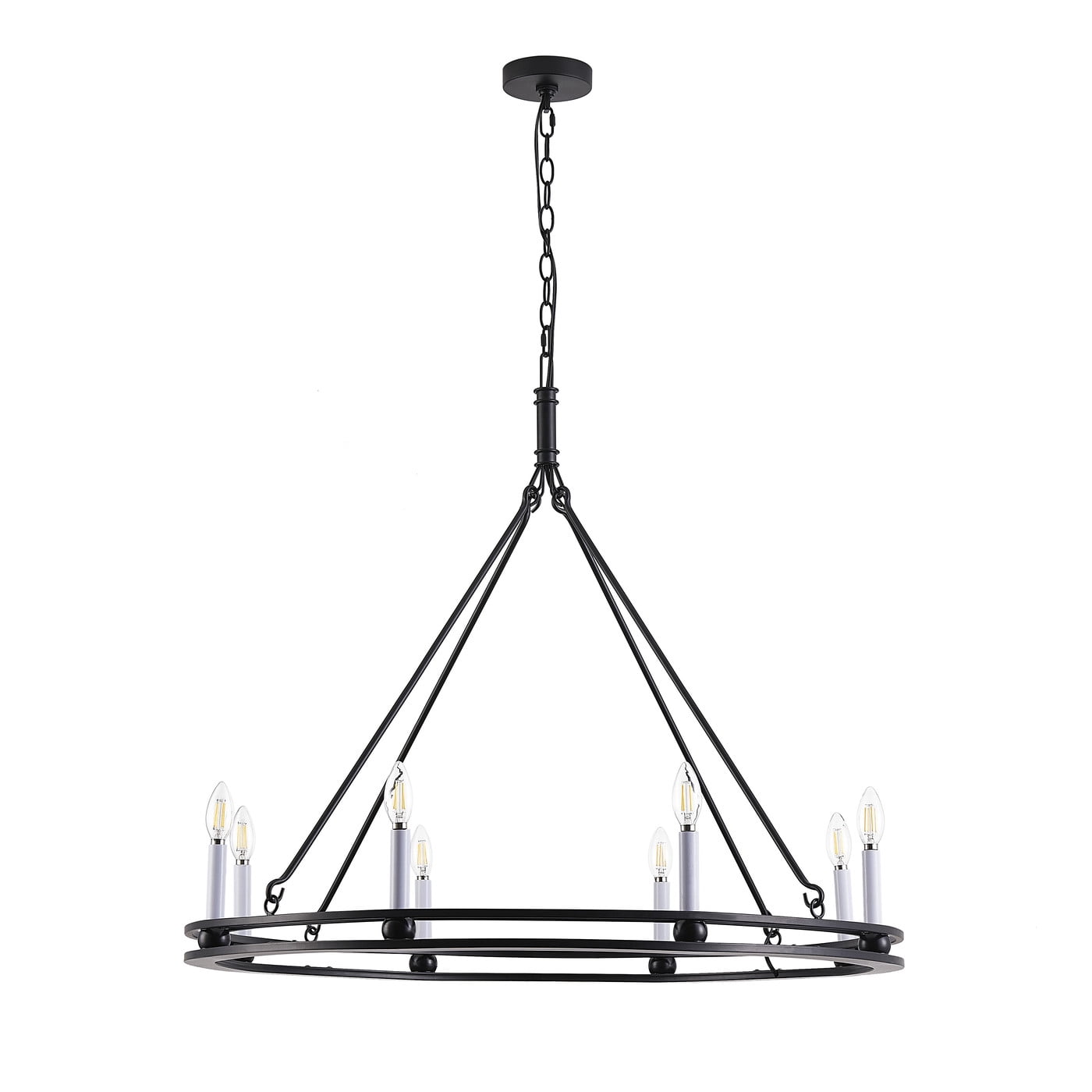 Black Metal Adjustable Candle Chandelier with 8 Lights