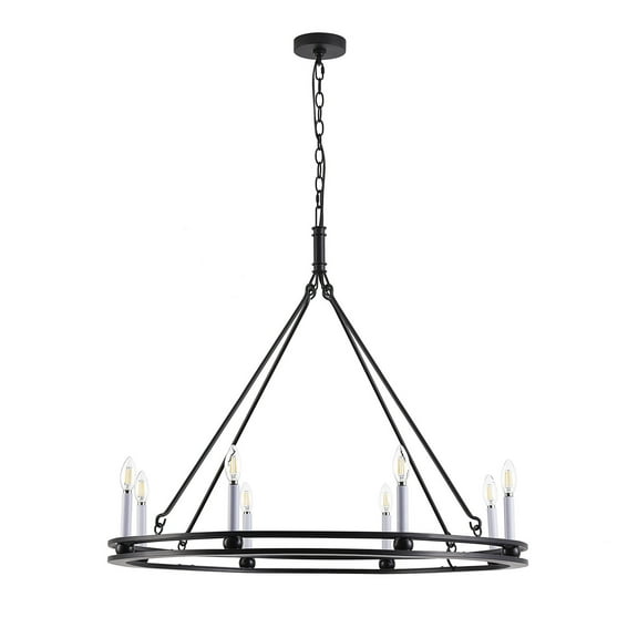 Aiwen 12-Light Wagon Wheel Chandelier Industrial Vintage Adjustable Hanging Light Fixture