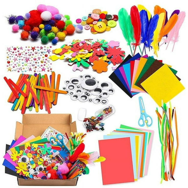 1000Pcs DIY Art Craft Kit for Kids Creative Pompoms Pipe Cleaners