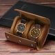 thumbnail image 4 of Estuche de viaje para reloj de cuero Caja de reloj individual para hombres y mujeres, 2 ranuras, marrón, 4 of 6