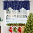 thumbnail image 3 of Christmas Snowflakes Tie Up Valances Curtain, Xmas Winter Blue Background Adjustable Rod Pocket Short Window Treatment Tie Up Curtains Valances for Kitchen Living Room Bathroom 42x12 Inches, 3 of 9