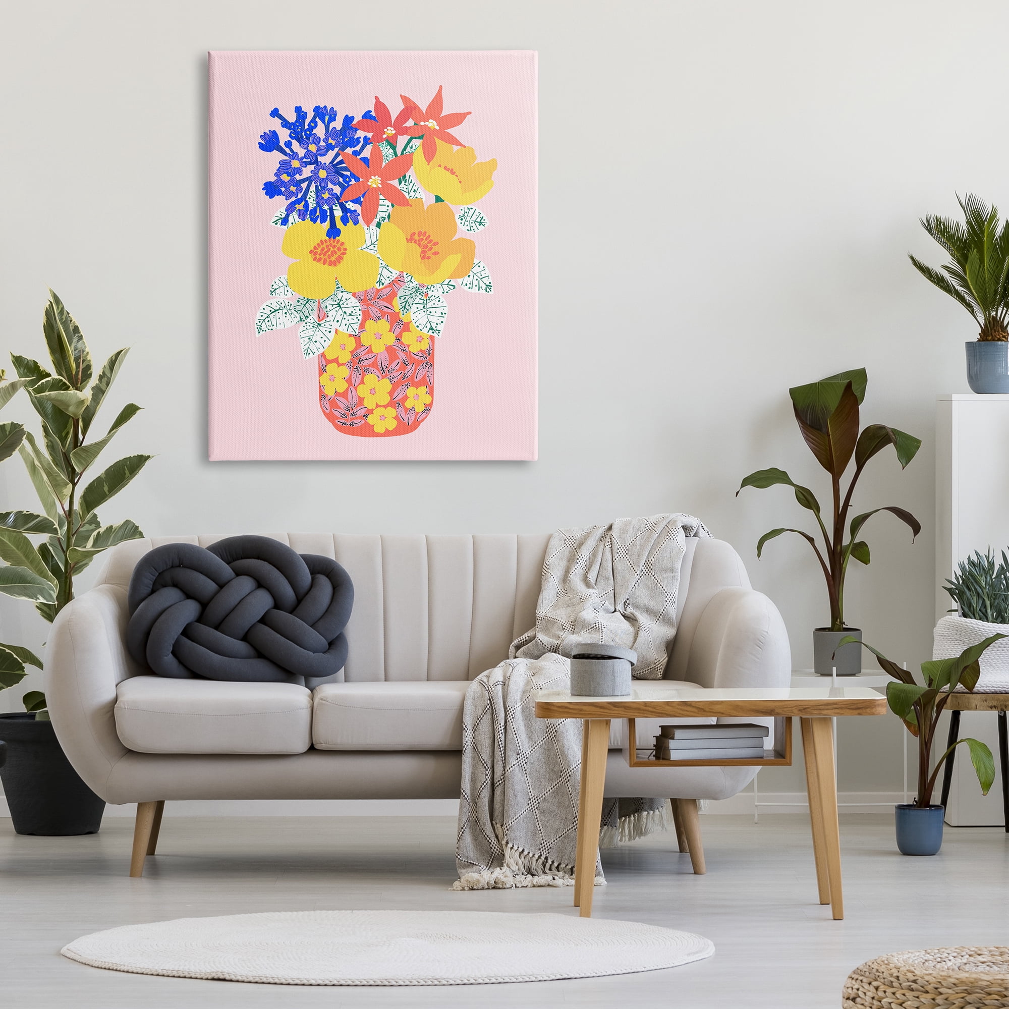 Stupell Industries Modern Patterned Flowers Botanical & Floral Painting Gallery Wrapped Canvas Art Print Wall Art, 36 x 48