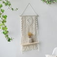 thumbnail image 5 of Estante para colgar en la pared, estantes de pared con cuerda tejida hecha a mano, para cocina, baño, almacenamiento en el hogar, estante flotante de pared para plantas de interior, 5 of 5