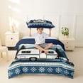 thumbnail image 2 of Catabedysis Winter Camping Twin Duvet Cover,Camper Print Twin Bedding For Boys,Blue White,Navy Blue Reversible,2-Piece,1 Duvet Cover and 1 Pillowcase, 2 of 6