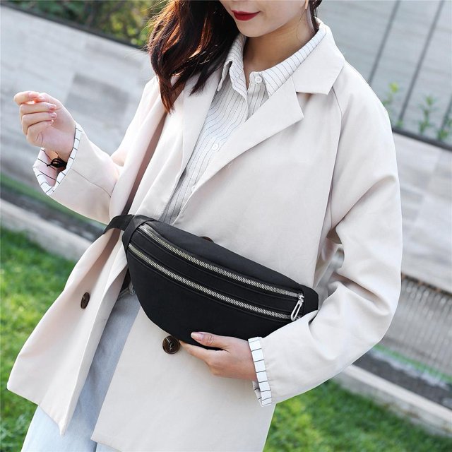 Bolsa Casual Fanny Chest Bag Mujer Suede Cintura Hombro Bandolera (Negro) JShteea Para Estrenar