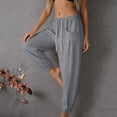 thumbnail image 6 of hlysgo Pajama Lightweight Pants for Women Elastic Drawstring Waist Trousers Wide Leg Soft Comfort Sleeping Pant with Pockets Gray,L, 6 of 6