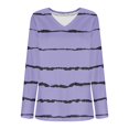thumbnail image 3 of Cameland Hauts de Sarrau d'Infirmière pour Femmes à Rayures Uniforme de Travail Manches Longues Col en V Blouse T-shirt de Tenue de Travail avec Poches Sarraus pour Femmes, 3 of 4
