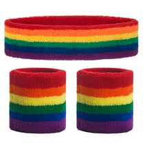 GOGO Rainbow Sweatband Set (1 Headband   2 Wristbands), Cotton Sports Sweatbands