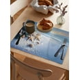 thumbnail image 3 of Placemats Set of 6, Cotton Linen Heat Table Mats Non-Slip Washable Winter Sea Snow Starfish Shell Pine Needle Placemat for Holiday Banquet Dining Kitchen Table Decor, 3 of 5