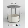 thumbnail image 7 of Round End Side Table with Fabric Storage Basket Bedside Table Nightstand for Living Room Bedroom Dove Gray Classic White, 7 of 7