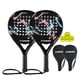 thumbnail image 1 of CAMEWIN 2 Palas de Pádel con Fundas, 2 Raquetas y 4 Pelotas,Kit de Raquetas para Pádel Fabricadas 100% Fibra de Carbono y Núcleo de Espuma Flexible de Memoria EVA, para Principiantes e Intermedios, 1 of 5