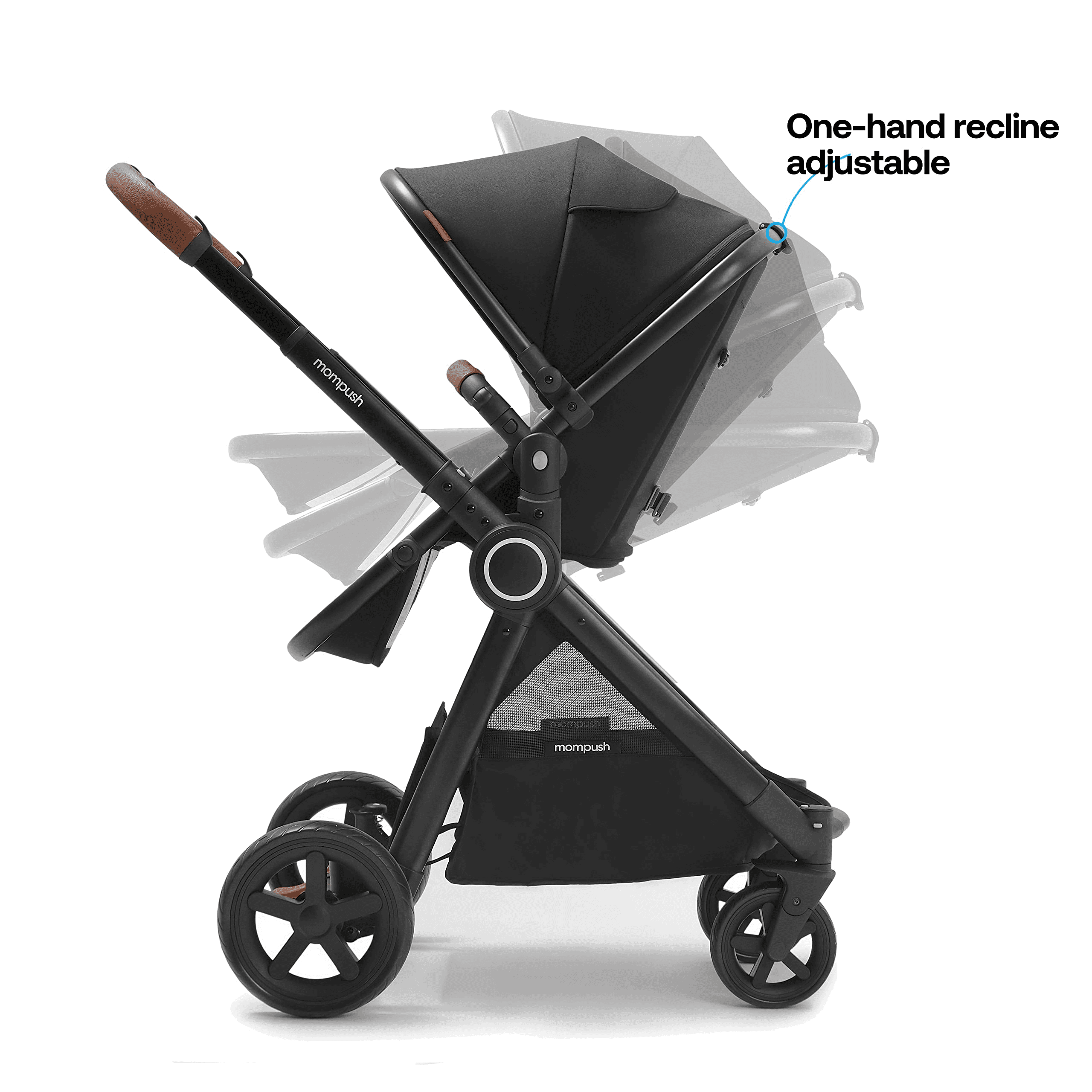 Mompush Ultimate2 Premium Baby Stroller with Bassinet, Black