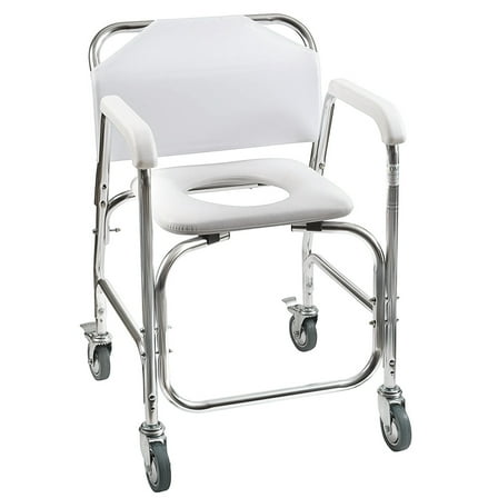 DMI Enhanced 3-in-1  Rolling Shower Chair Commode & Transport Wheelchair, Safe Toileting, Rear Locking Wheels, 250 lb Capacity, FSA Eligible