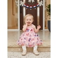 thumbnail image 6 of BemeyourBBs Toddler Baby Girl 4th of July Dress Outfit Little Girl Summer Smocked Tulle Tutu Dress Patriot Independent Day Clothes Star Bow Popsicle Tie Shoulder A-line Layered Causal Holiday Dress, 6 of 9