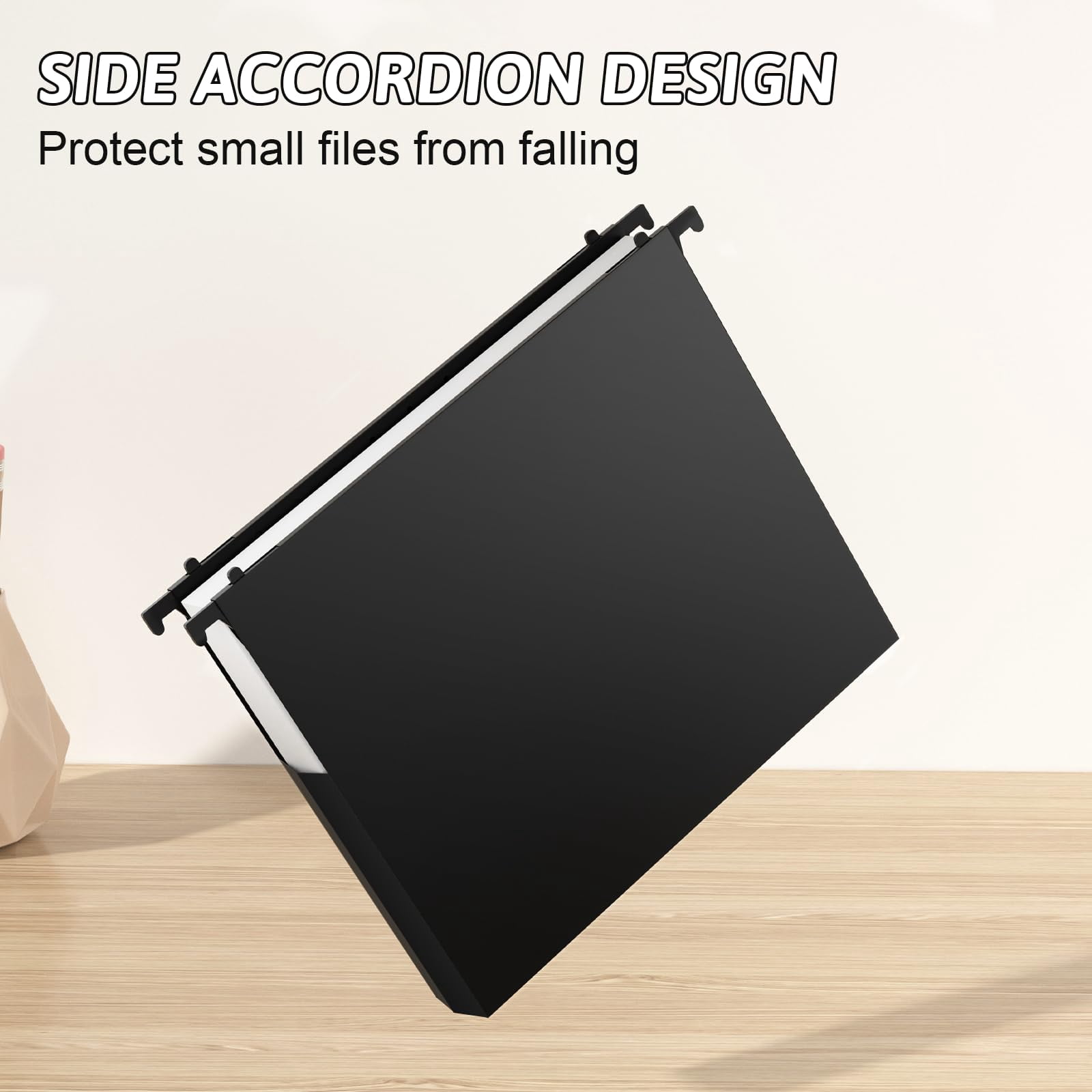 Plastic Extra Capacity Hanging File Folder Letter Size  12 Pack Reinforced Hang Folders Heavy Duty 2 Inch Expansion Expandable Organizer Designed For Bulky Files (black)