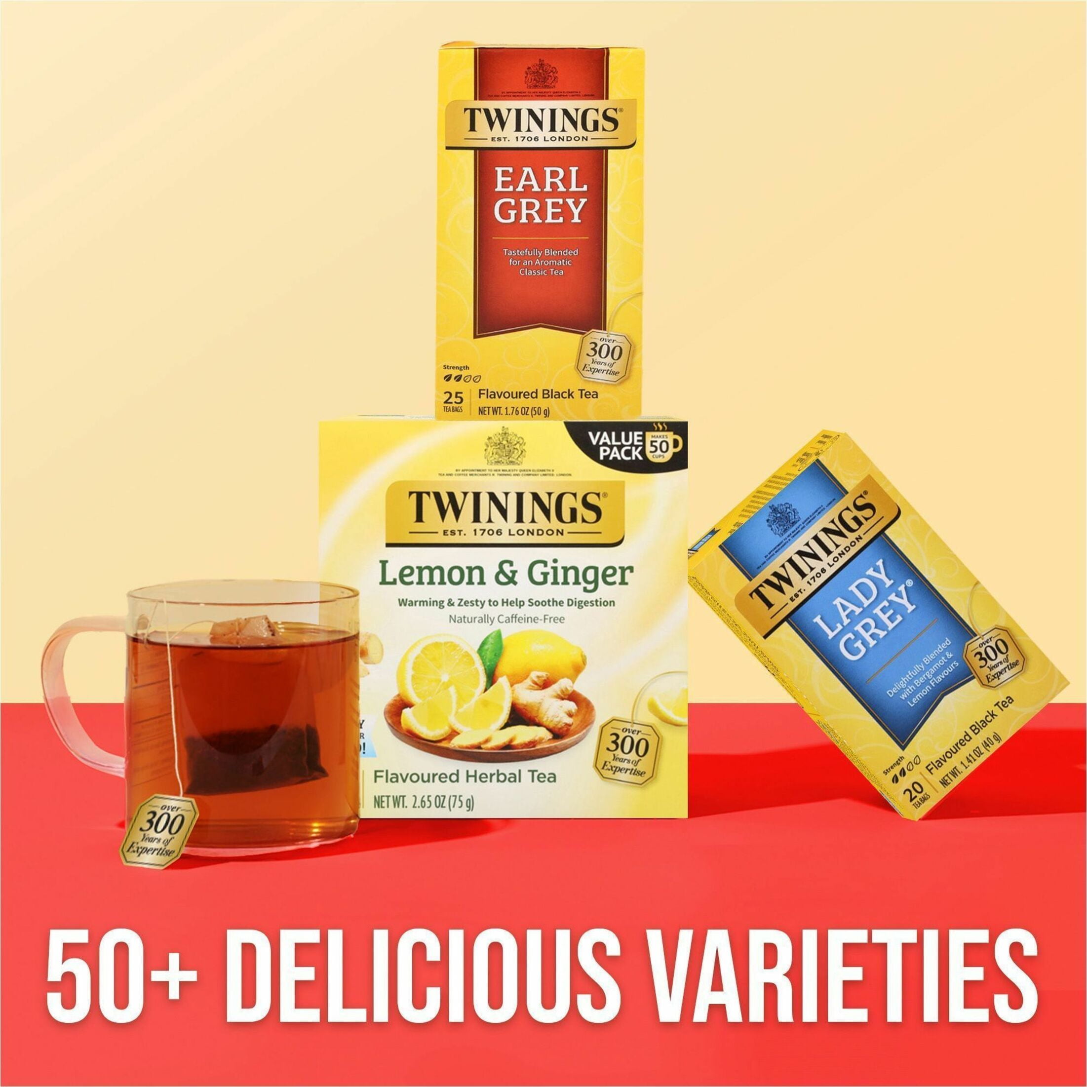 Twinings, Flavored Black Tea, Earl Grey, 25 Tea Bags, 1.76 oz