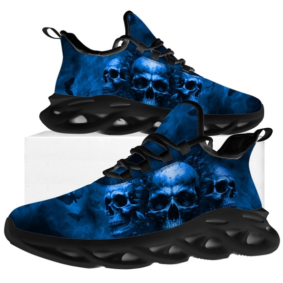 Uminder Mens Athletic Shoes Skull Sneakers Black Shoes Size 6