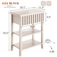 thumbnail image 5 of Fluted Nightstand with Charging Station,Night Stand with Drawer & 2 Open Storage Shelves, Side Table for Bedroom Small Space Living Room Entryway, 5 of 11