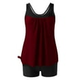 thumbnail image 5 of UTSJKR Deals Swimsuit for Women Loose Pleated Tankini Top with Boy Shorts Athletic Two Piece Bathing Beach Swimwear Wine XL, 5 of 5