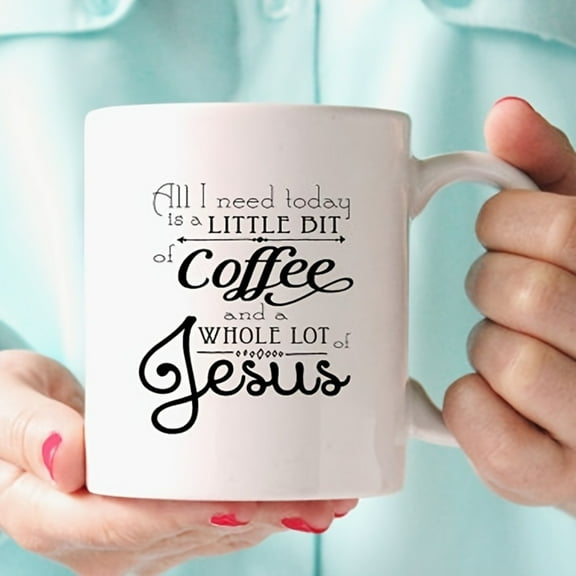 1pc, Coffee And Jesus Mug, Ceramic Coffee Cups, Christian Water Cups, Summer Winter Drinkware, Birthday Gifts, Holiday Gifts, Christmas Gifts, New Year Gifts