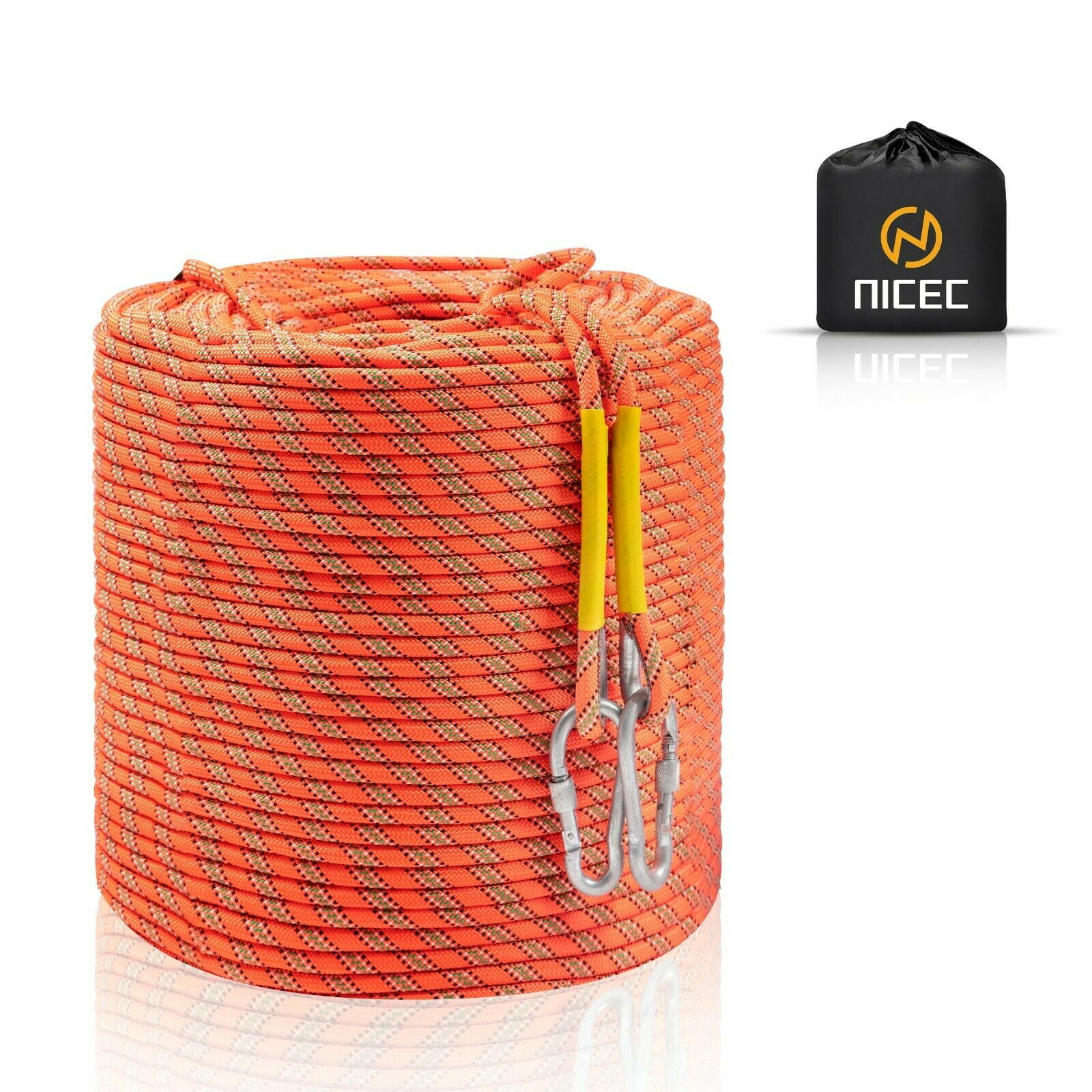 Escape Rope Climbing Equipment 10mm 32ft/64ft/96ft/160ft/230ft/500ft/985ft/1000ft with Carry Bag Rescue Rope Static Rock-Climbing Rope Nice C Climbing Rope