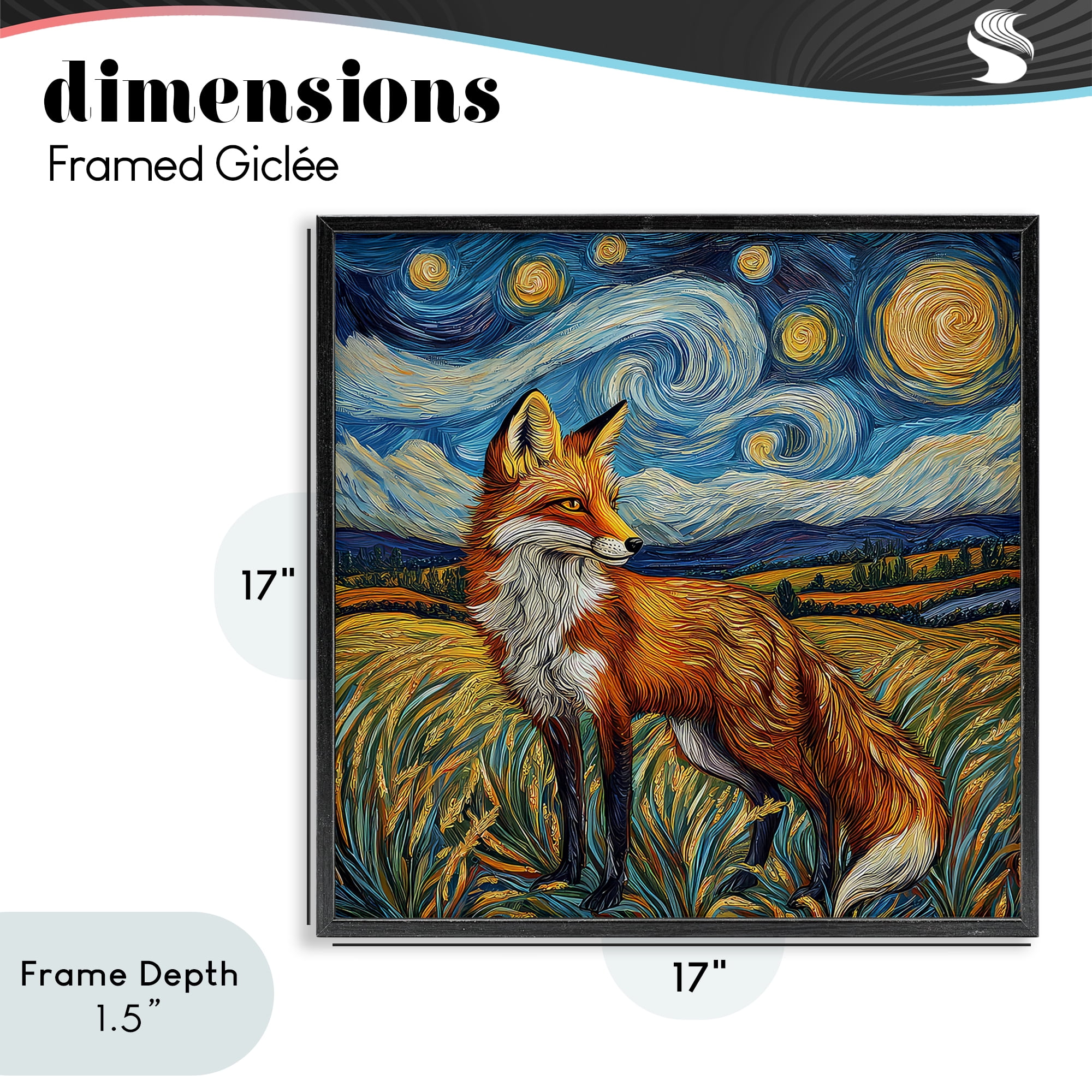 Stupell Industries Swirling Impressionist Fox Black Framed Giclee Art, design by The Wands Want