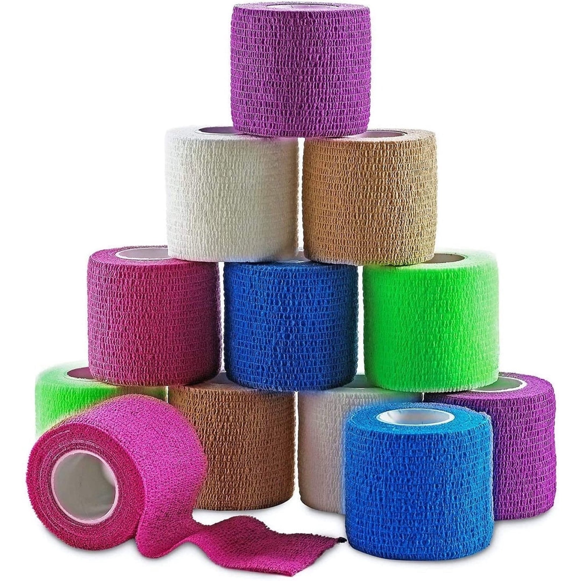 MEDca Self Adherent Cohesive Wrap Bandages 2 inches x 5 Yards 12 Count