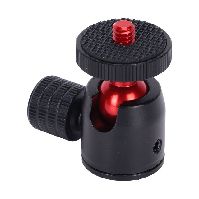 Ball Head with Hot Shoe Mount Adapter, Mini Tripod Ball Head Camera Tripod Mini Ball Head for Fill Light Replacement for Monopod Black Ball,Red Ball,Silver Ball
