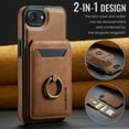 thumbnail image 6 of Dteck Magnetic PU Leather Case for iPhone 16E (2025), Compatible with MagSafe Accessory, Detachable Wallet RFID Blocking Card Holder Ring Stand Shockproof Protective Phone Case, Brown, 6 of 9