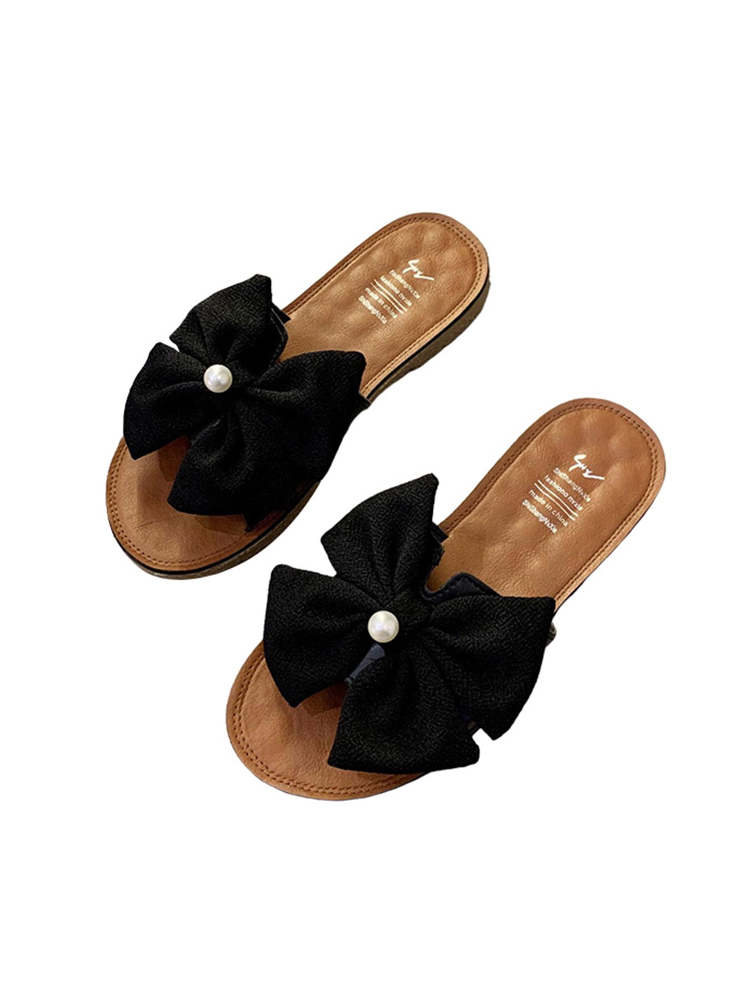 Womens Slip On Sandals Bow Flat Mule Summer Sliders Espadrille Shoes Sizes Hot
