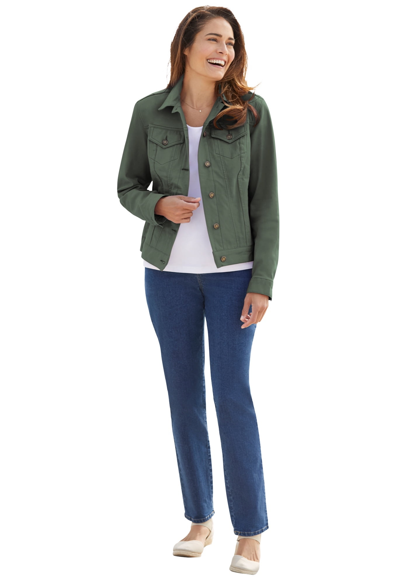 Stretch Denim Jacket - 18 W, Pine Green 