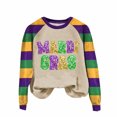 thumbnail image 5 of Sexlip Womens Long Sleeve Sweatshirt Mardi Gras Letter Print Design Contrast Sleeve Soft Fabric for Casual Wear Yellow S, 5 of 5
