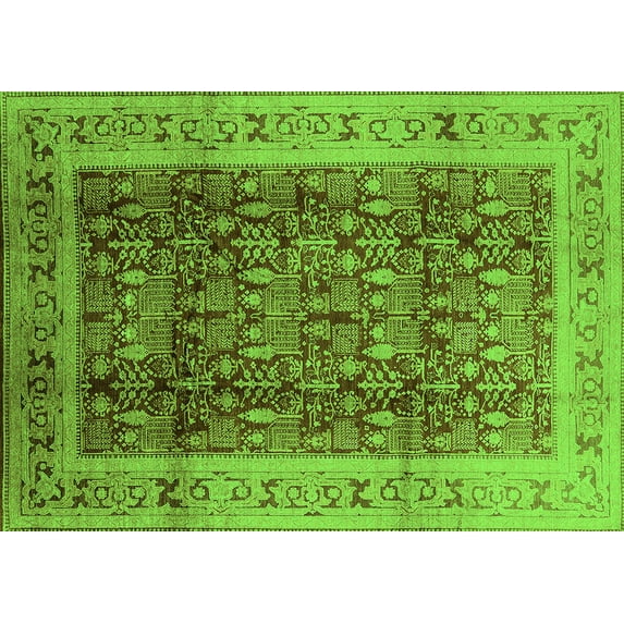 Ahgly Company Indoor Rectangle Oriental Green Traditional Area Rugs, 8' x 12'