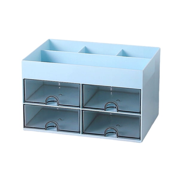 Monstrate Caja de almacenamiento de cajones para artículos de papelería, organización eficiente, organizador artesanal exquisito, escritorio Almacenamiento y organización del hogar Azul
