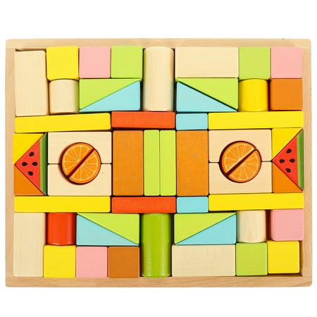

Etereauty Blocks Wooden Fruit Toys Building Puzzle Geometric Block Wood Stacking Montessori Shape Baby Kids Matching Sorter Solids