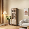thumbnail image 3 of Atumcto 54.7" Tall Narrow Farmhouse Accent Cabinet with Glass Doors, 2 Drawers & Removable Shelves for Living Room or Entryway, 3 of 8