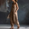 thumbnail image 5 of Women’s Loose Fit Sleeveless Jumpsuit with Pocket Design Relaxed Wide Leg Overalls for Casual Daily Wear Brown 2XL, 5 of 5