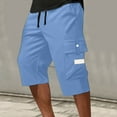 thumbnail image 2 of WTOBBY Men's Lace-Up Casual Cargo Shorts & Sweatpants Hybrid Design with Elastic Waist, Multi-Functional for Sports Comfort ,Sky Blue 2XL, 2 of 4