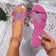 thumbnail image 4 of Women's New Large Size Rhinestone Fashion One Solid Color Flat Beach Slippers Summer Sandals for Women Hot Pink 40, 4 of 4